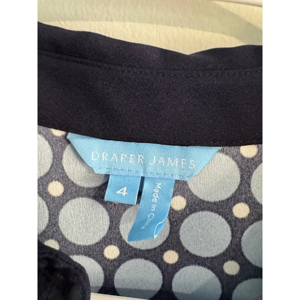 Southern Draper James Polka Dot Dress Womens 4 Blue Button Front Puff Sleeve - Picture 2 of 4